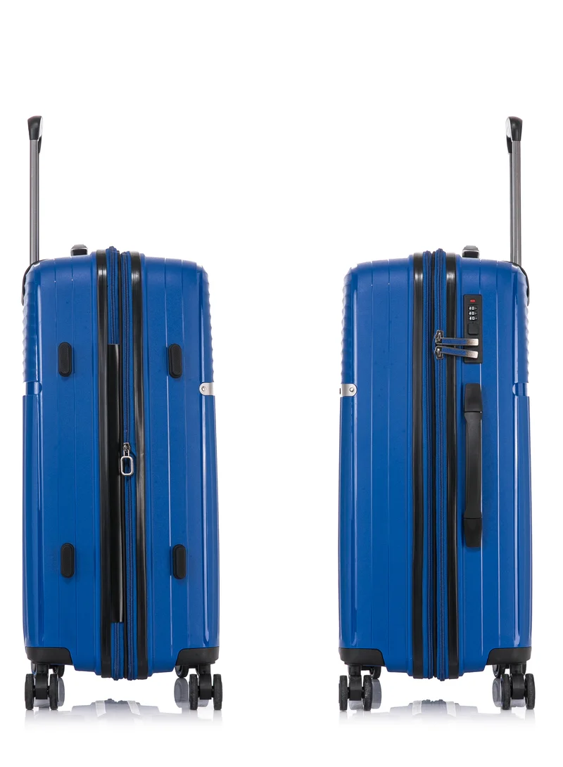 كابينبرو Light Weight PP Fashion Trolley Luggage Expandable Hard Case Carry on Suitcase with Safe Zipper and 4 Quite 360° Double Spinner Wheels CP002 Sapphire Blue