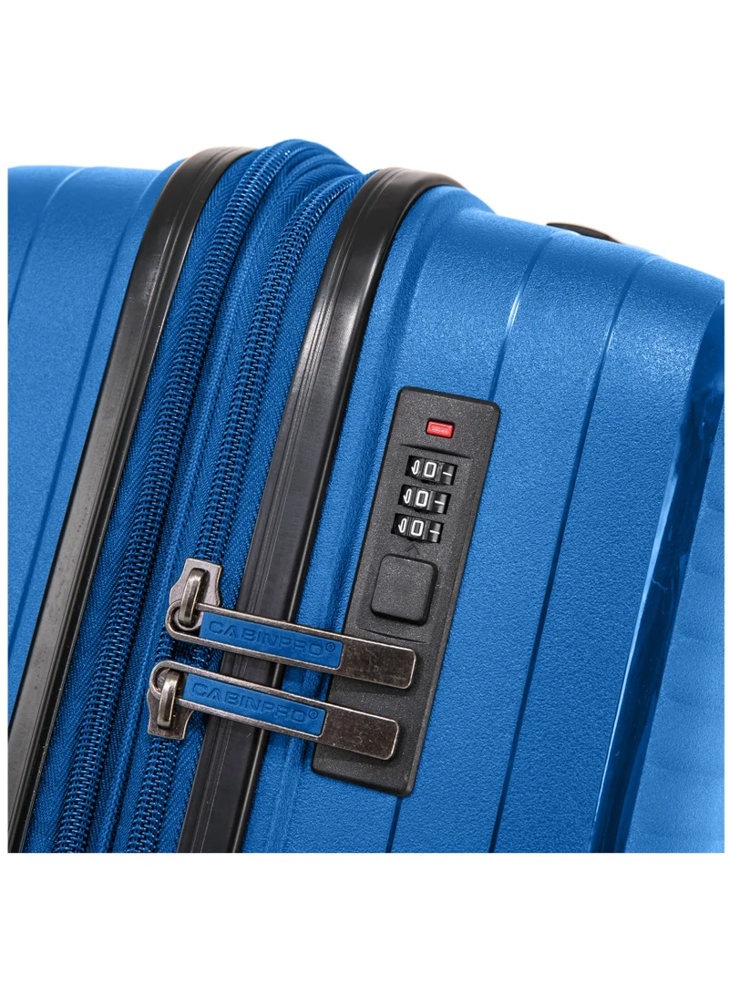 كابينبرو Light Weight PP Fashion Trolley Luggage Expandable Hard Case Carry on Suitcase with Safe Zipper and 4 Quite 360° Double Spinner Wheels CP002 Sapphire Blue