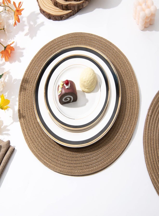 SHACOS Round Placemats Set of 4 Woven Braided Kitchen Table Placemats 15 inch Round Place Mats Washable Table Mats Indoor Outdoor, Brown - Image 5