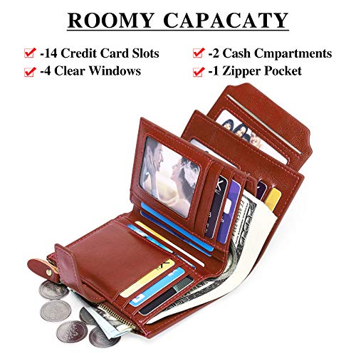 FALAN MULE Small Wallet for Women Leather Bifold Compact RFID Blocking Small Womens Wallet Purse - Image 3