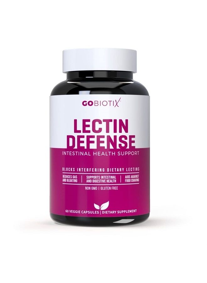 GoBiotix Lectin Defense Blocker for Interfering Dietary Lectins - Aids in Intestinal Health w/Immune Support - Digestive Enzyme Supplement for Women & Men - Non-GMO + Gluten Free - 60 Caps (1) - Image 1