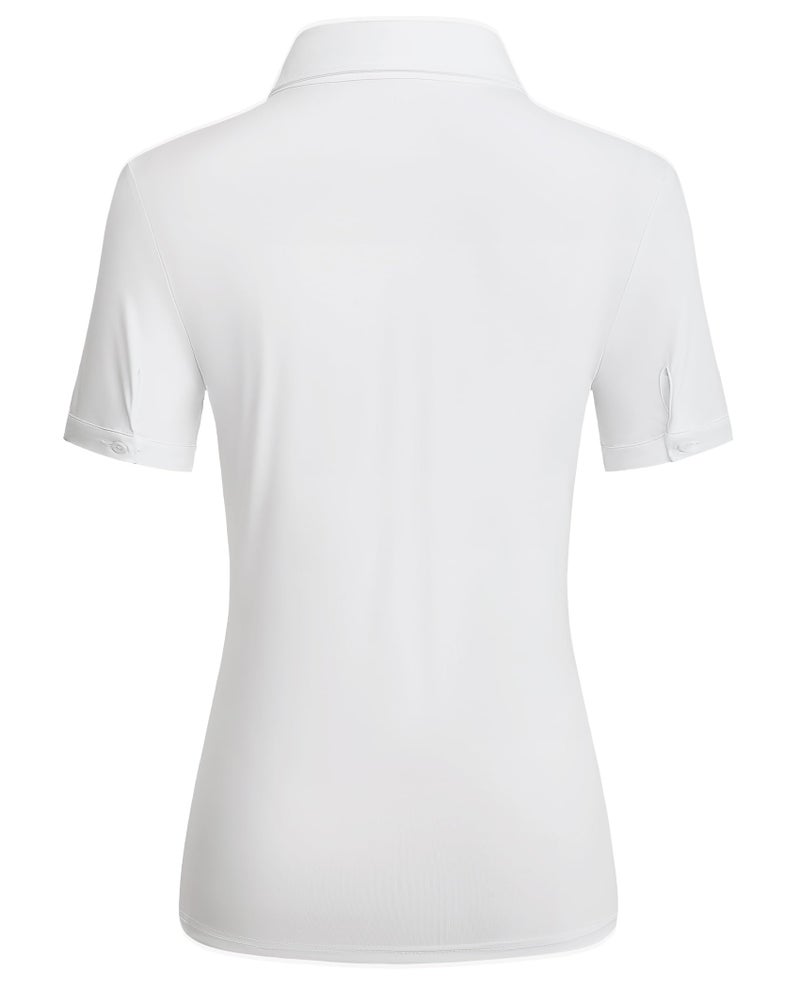 Gleeivy White Button Up Shirt Women Stretch Short Sleeve Dress Shirts for Women Collared Wrinkle Free Basic Business Top Work Blouse White XL - Image 4