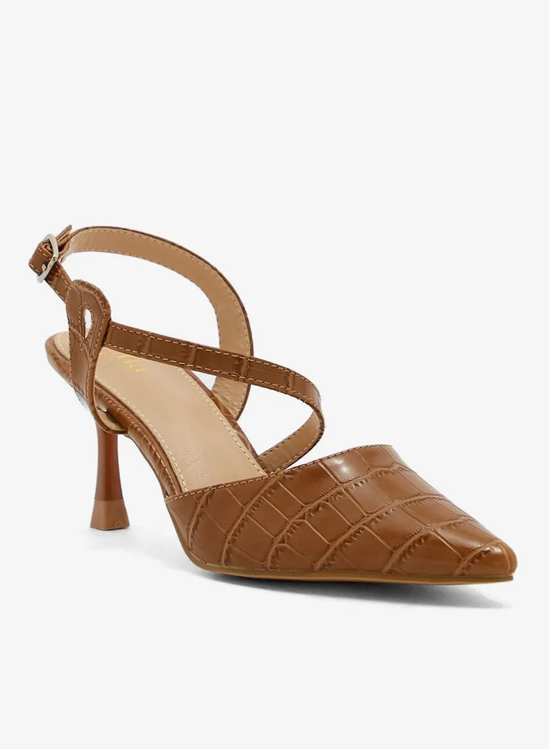 ELLA Croc Effect Shiny Asymetric Strap Pump