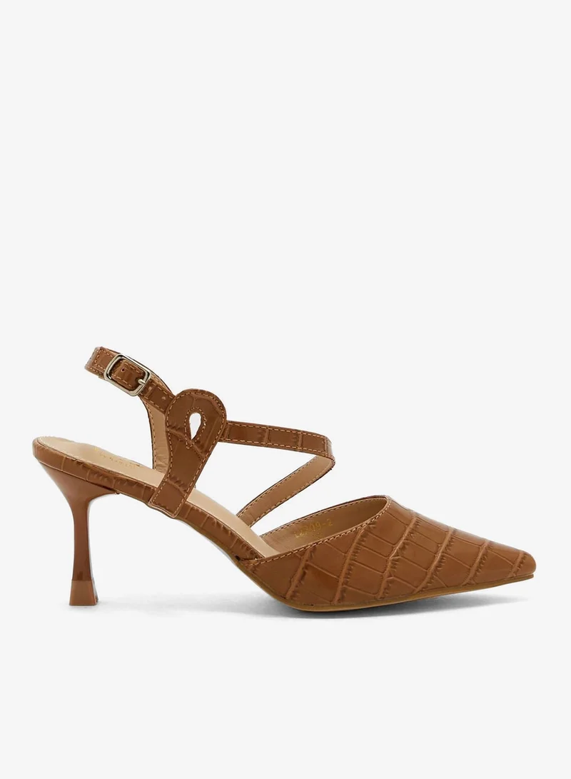 ELLA Croc Effect Shiny Asymetric Strap Pump