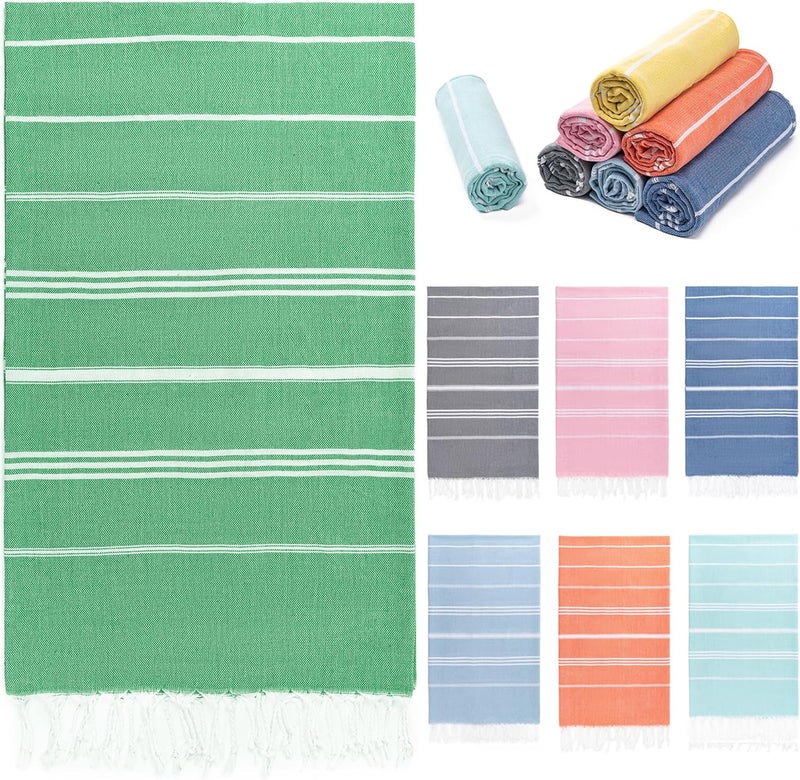 Aegero Turkish Beach Towel, 36"x71" Quick Dry Sand Free Oversized Bath Pool Swim Towel, Lightweight Travel Turkish Towels Vacation Essentials, Green - Image 1