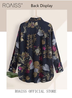 roaiss Ladies Stylish Lapel Shirt for Daily Commute - Single-Breasted Long Sleeve Top with Simple Design and Loose Fit Featuring a Beautiful Floral Pattern  - Image 5