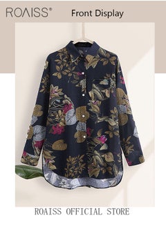 roaiss Ladies Stylish Lapel Shirt for Daily Commute - Single-Breasted Long Sleeve Top with Simple Design and Loose Fit Featuring a Beautiful Floral Pattern  - Image 4