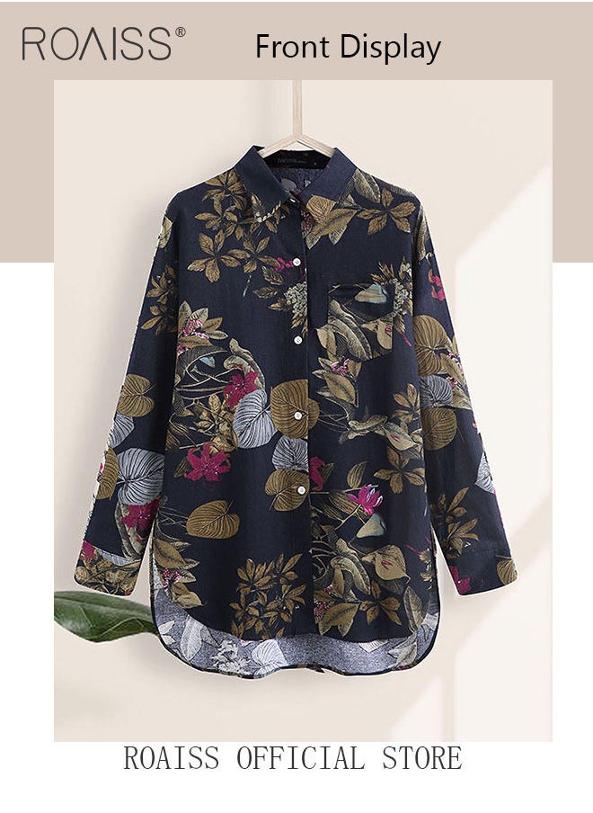 Ladies Stylish Lapel Shirt for Daily Commute - Single-Breasted Long Sleeve Top with Simple Design and Loose Fit Featuring a Beautiful Floral Pattern - pzsku/ZCA8B73A9DDC10B2424D1Z/45/_/1691370577/9360ff82-8150-4212-a787-8b77b8605719