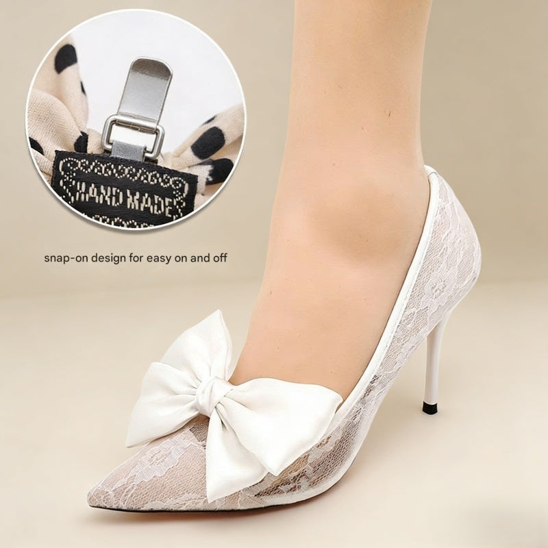 Removable Bow Shoe Clip: 4.7 X 3.1 In Premium Satin, Soft Elegant Touch - Solid Black Delicate Bow Design, Versatile Shoe Accessory for Women Girls, Wedding Party, Clothing Bag Hat Bouquet Decoration - Image 3