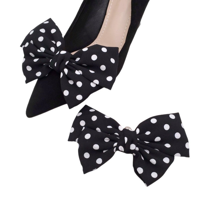 Removable Bow Shoe Clip: 4.7 X 3.1 In Premium Satin, Soft Elegant Touch - Solid Black Delicate Bow Design, Versatile Shoe Accessory for Women Girls, Wedding Party, Clothing Bag Hat Bouquet Decoration - Image 5