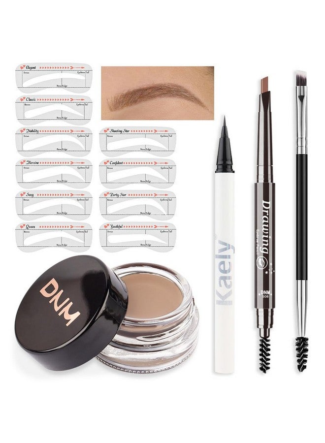 evpct Eyebrow Stamp Pencil Kit For Eyebrows, Makeup Brow Stamp Trio Kit With Waterproof Eyebrow Pencil, Eyeliner, Eyebrow Pomade, 10 Eyebrow Stencils And Dual-Ended Eyebrow Brush, Kit-02# Blonde - Image 1