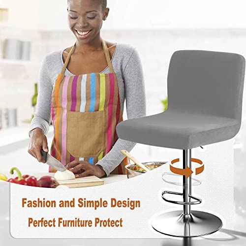 SONNACH Velvet Bar Stool Seat Covers, Square Barstool Slipcovers, Counter Height Chair Covers (2, Dark Grey) - Image 5