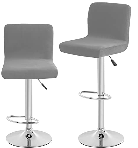 SONNACH Velvet Bar Stool Seat Covers, Square Barstool Slipcovers, Counter Height Chair Covers (2, Dark Grey) - Image 1