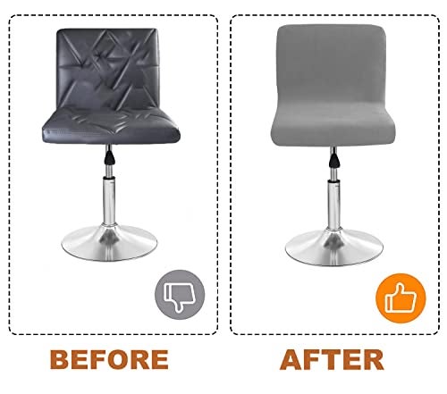 SONNACH Velvet Bar Stool Seat Covers, Square Barstool Slipcovers, Counter Height Chair Covers (2, Dark Grey) - Image 3