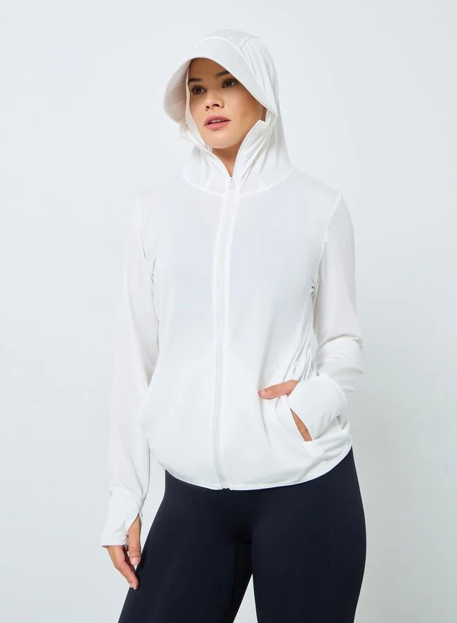 Styli Active UPF UV Protect 50+ Full Zip Hooded Jacket with Thumbhole Detail