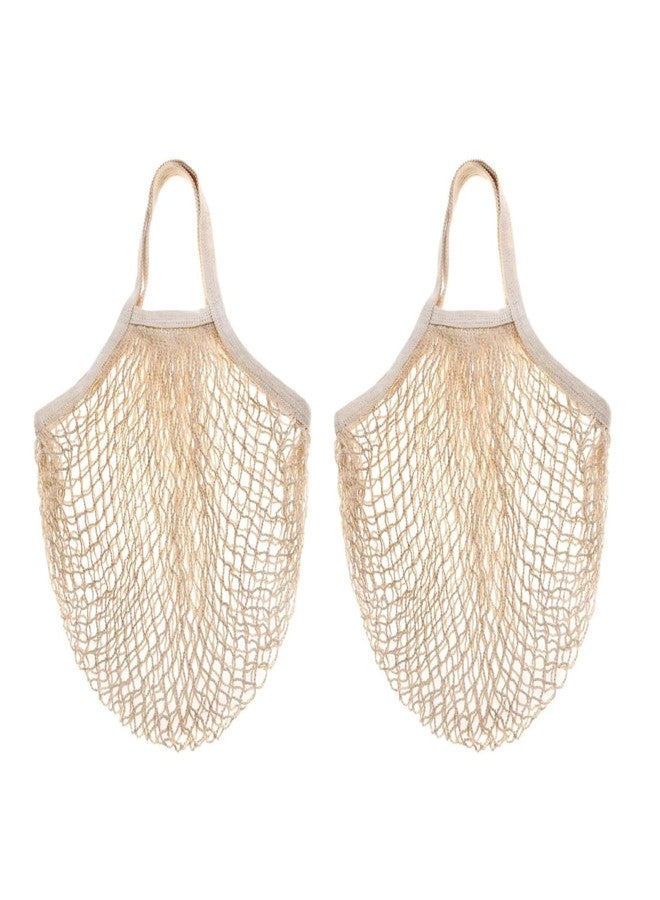 كابكس أكياس شبكية قطنية من كاباكس، أكياس تسوق قابلة لإعادة الاستخدام للفواكه والخضراوات، حقيبة تسوق شبكية، عبوة من قطعتين - Image 1