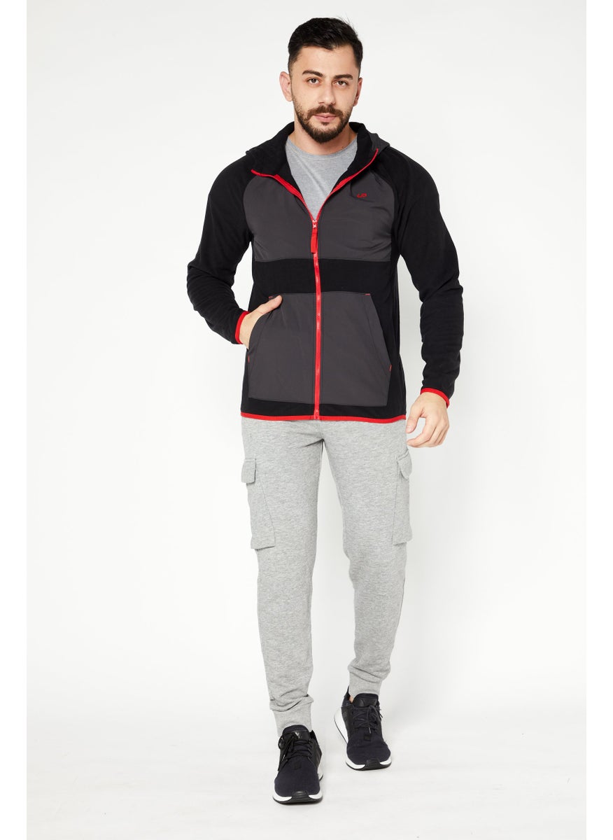 Unipro - Men  Full Zip Logo Print Long Sleeves Sweatshirt, Black Combo - Image 1