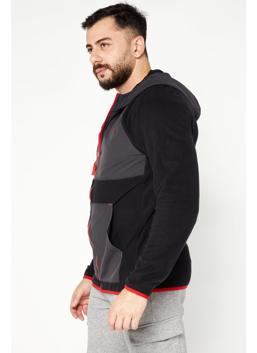 Unipro - Men  Full Zip Logo Print Long Sleeves Sweatshirt, Black Combo - Image 1