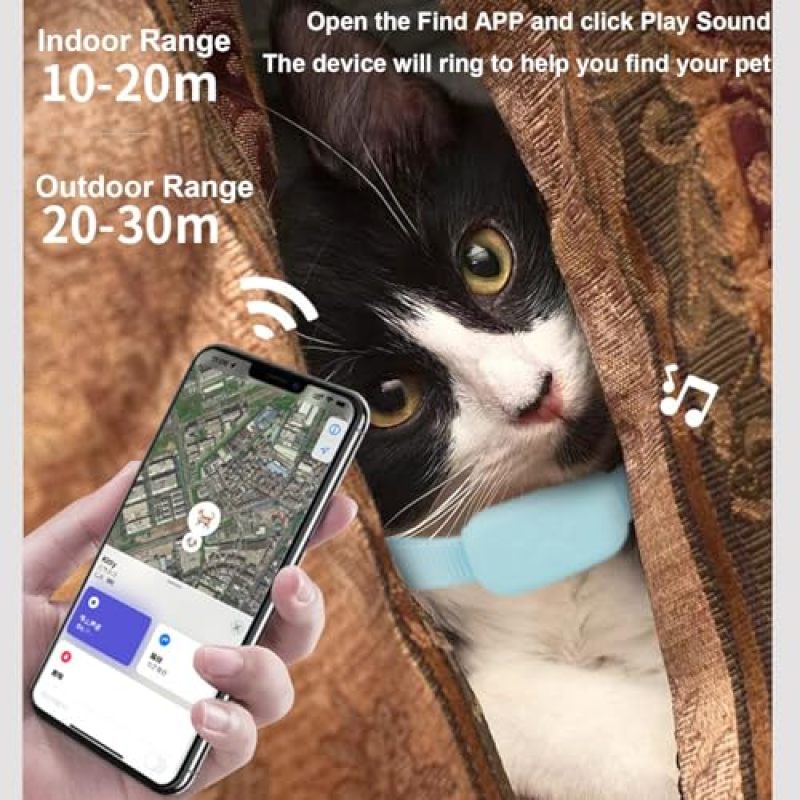 متتبع GPS للقطط مقاوم للماء باللون الأزرق مع طوق أمان قابل للتعديل - بدون رسوم اشتراك، بطارية تدوم 10 أشهر، للقطط والكلاب والمفاتيح والمحافظ والأمتعة والمنازل متعددة الحيوانات الأليفة - Image 3