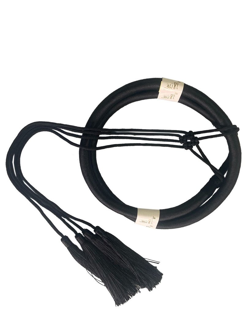 Loquat Arabian Head Hoop For Man Polyester Headband With Tassels And Woven Flower Black 