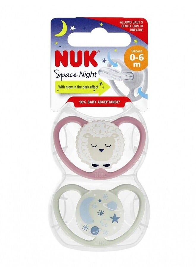 NUK Pacifierfier Silicone  S1 Space Night 2-Pieces  0-6M  - Image 1