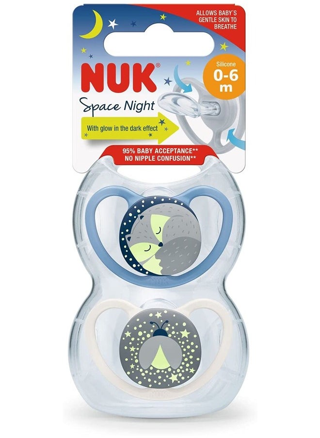 NUK Pacifierfier Silicone  S1 Space Night 2-Pieces  0-6M  - Image 3