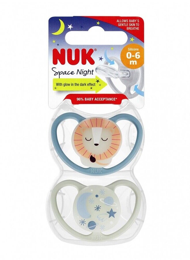 NUK Pacifierfier Silicone  S1 Space Night 2-Pieces  0-6M  - Image 2