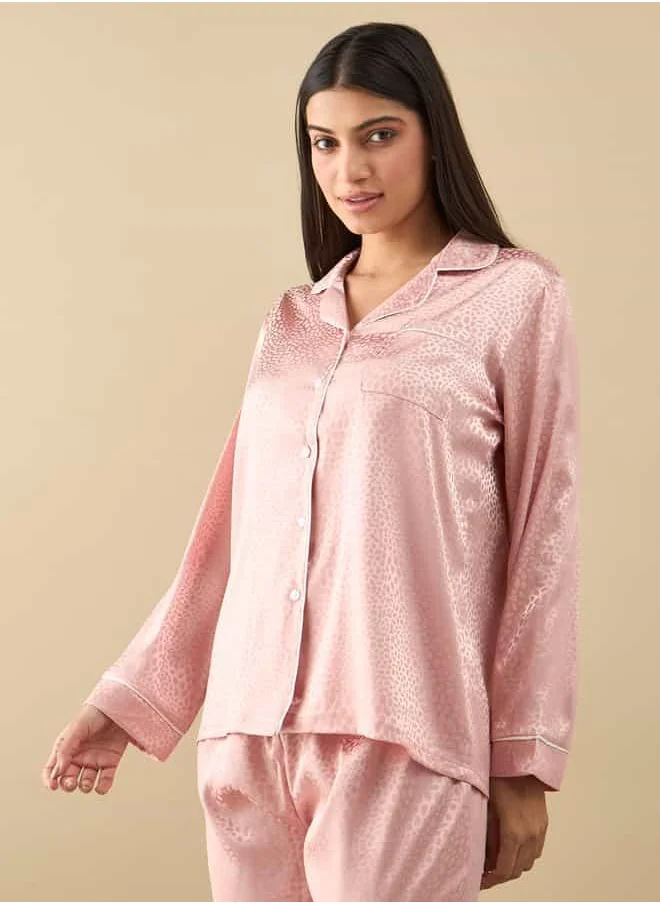 فاف All-Over Animal Print Long Sleeve Shirt and Elastciated Pyjama Set