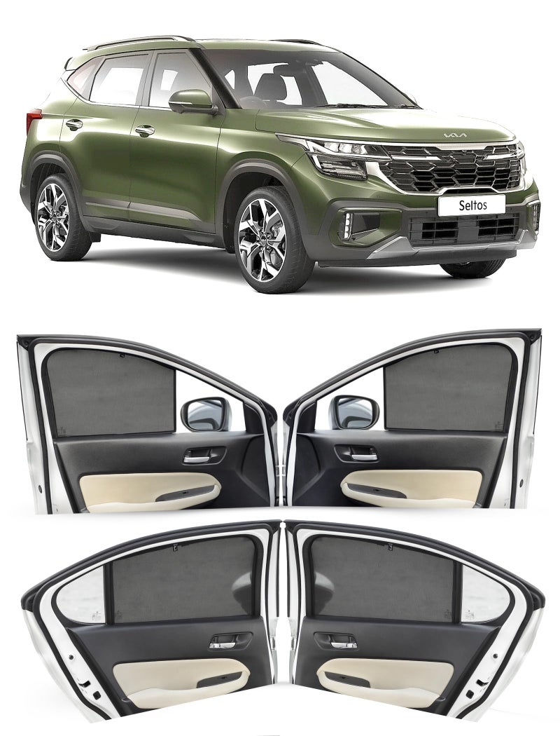 Autofact Car Sunshades for Kia Seltos, UV Protection, Useful Car Accessories, Custom fit Sun Shades for Side Windows, Set of 4 - Image 1