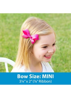 Wee Ones Wee Ones Girls' Mini Bow 6 pc Set Solid Grosgrain Variety Pack on a WeeStay Clip  - Image 2
