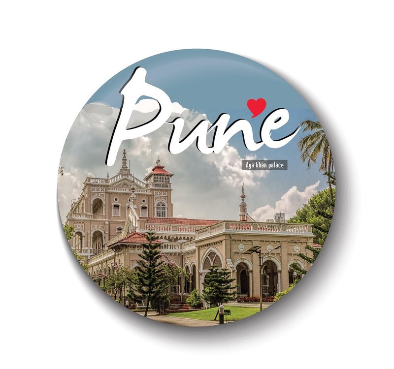 PEACOCKRIDE PEACOCKRIDE Love Pune I Aga Khan Palace I Souvenir I Travel Memories I Fridge Magnet Multicolor 75mm  - Image 1