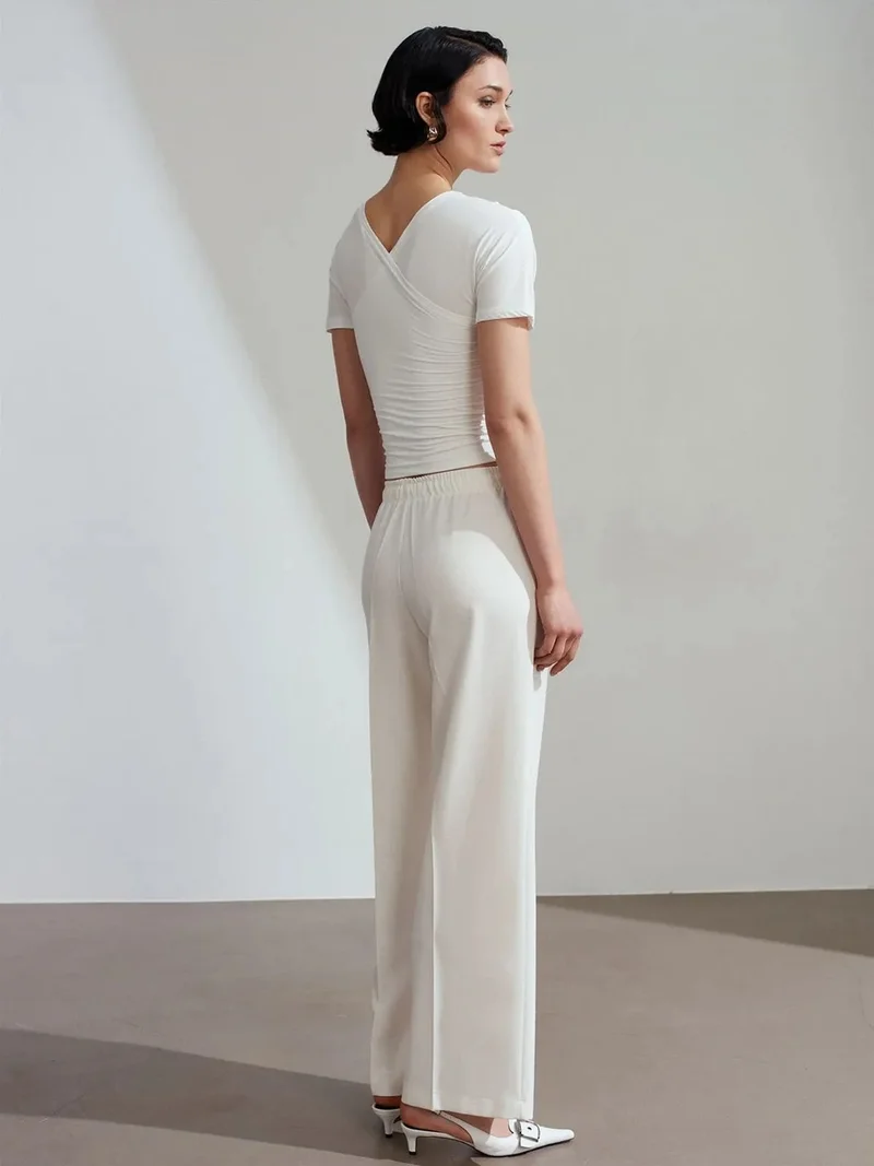 Dilvin Dilvin Wide Leg Pull-On Trousers