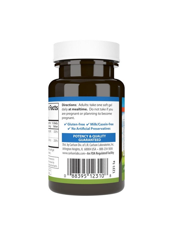 Carlson - A & D, 10000 IU (3000 mcg RAE) Vitamin A, 2000 IU (50 mcg) Vitamin D, Vision Support, Skin Health, 100 Softgels - Image 3