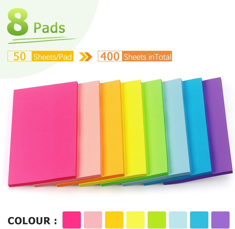 Winner Aura Sticky Notes 3x5 inch Bright Colors Self-Stick Pads 8 Packs 400 Sheets - Image 3