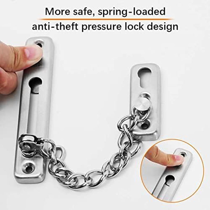 Boniry Premium Door Latch, Door Chain Lock for Main Door - Ideal for Bedroom, Bathroom, Sliding Doors, Safety and Portable Use - Includes 360 Degree Eye Viewer (Silver) - Image 3
