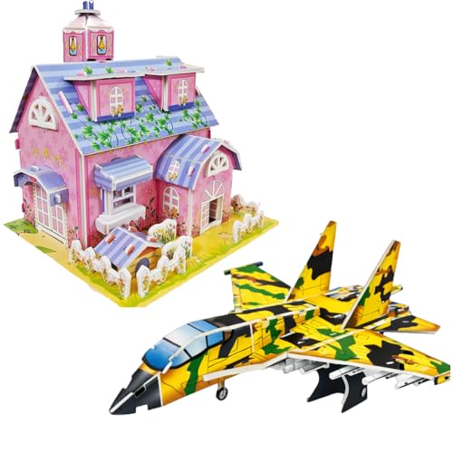DIY Miniature House Kit for Kids (Pack of 2 Mix Design) | Toy House Making Craft Set for Boys & Girls | Creative Mini House Building Kit | Educational Toy (Pack of 2 Mix Design) - Image 1