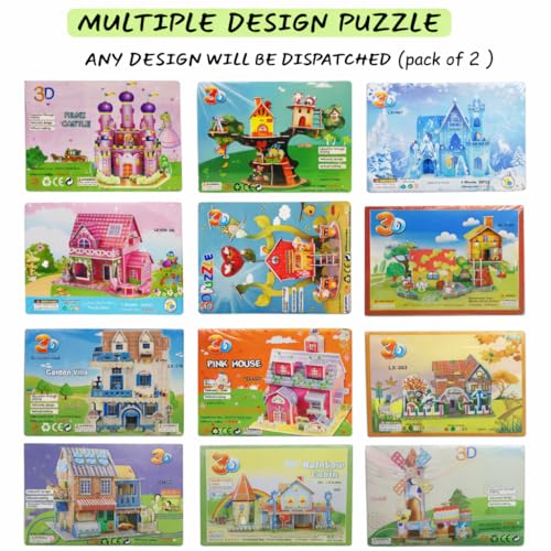 DIY Miniature House Kit for Kids (Pack of 2 Mix Design) | Toy House Making Craft Set for Boys & Girls | Creative Mini House Building Kit | Educational Toy (Pack of 2 Mix Design) - Image 2