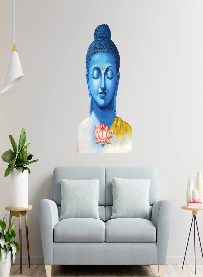 Masstone ملصق حائط بوذا أزرق من الفينيل PVC من ماستون، 42 × 59 سم - عبوة من قطعة واحدة - Image 1