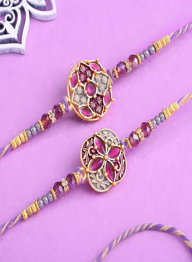 Floweraura Raksha Bandhan Celebration Premium Handcrafted Set of 2 Elegant Regal Floral Bloom Rakhi with Lord Shiva Idol Showpiece - Rakhi for Brother, Bhai, Cousin & Raksha Bandhan Gift - Image 3