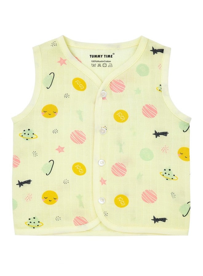 TUMMY TIME Muslin Cotton Jabla for Baby Boys & Girls - Pack of 3 | Soft Button Jhabla Vest for 18 to 24 Months | Baby boy Dress - Image 5