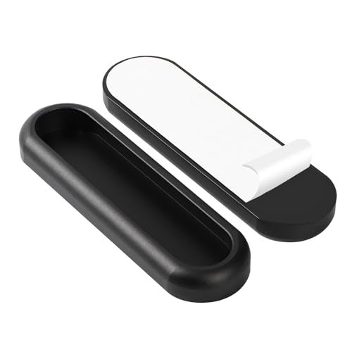 BaiNong 5 Pack Stick on Handle 4 inch Adhesive Handles Matte Black barn Door Finger pulls for Window Modern Self Adhesive Closet Drawer pulls Sliding Shower Glass Door pulls Balcony - Image 1