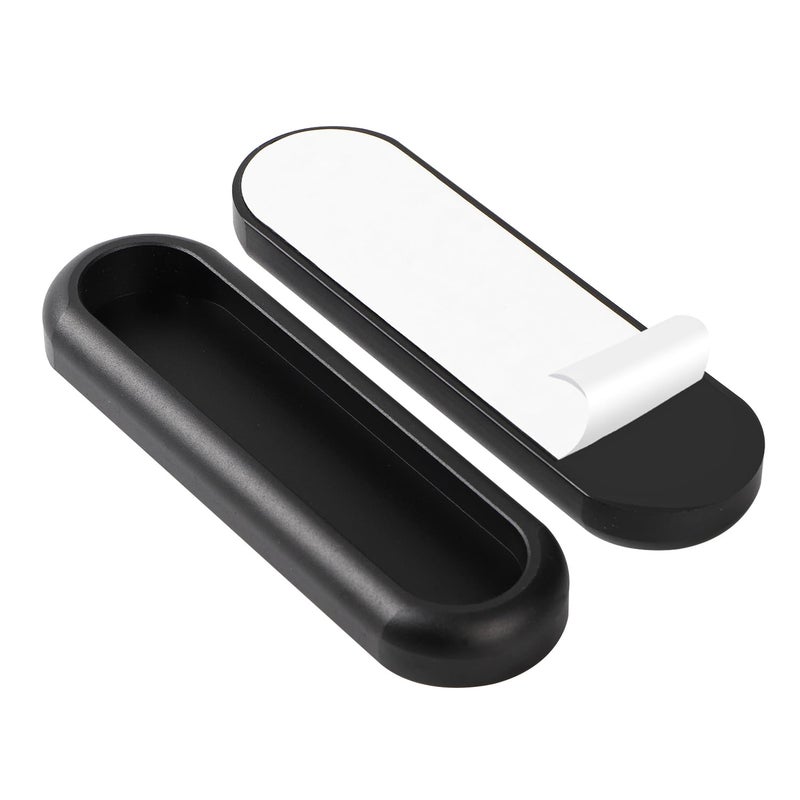 BaiNong 5 Pack Stick on Handle 4 inch Adhesive Handles Matte Black barn Door Finger pulls for Window Modern Self Adhesive Closet Drawer pulls Sliding Shower Glass Door pulls Balcony - Image 2