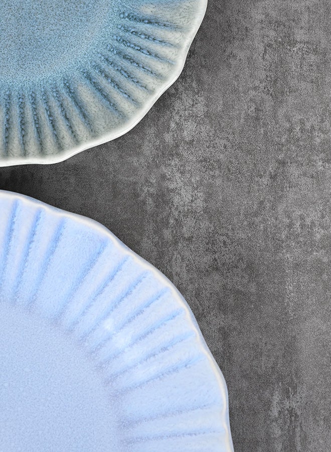 Ollieroo 12 piece Stoneware Dinnerware Set, Set for 4, Microwave & Dishwasher Safe, Beach House vibe, Glossy Multicolor Blue - Image 3