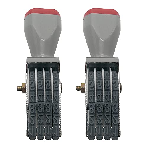 XIUXLI 4 Digit Rotating Number Stamps,Adjustable Rubber Changeable Number Stamps Numerical Stamp Multi- Functional Creative Price Tag Stamp Symbol Business Stamp(2pcs) - Image 1