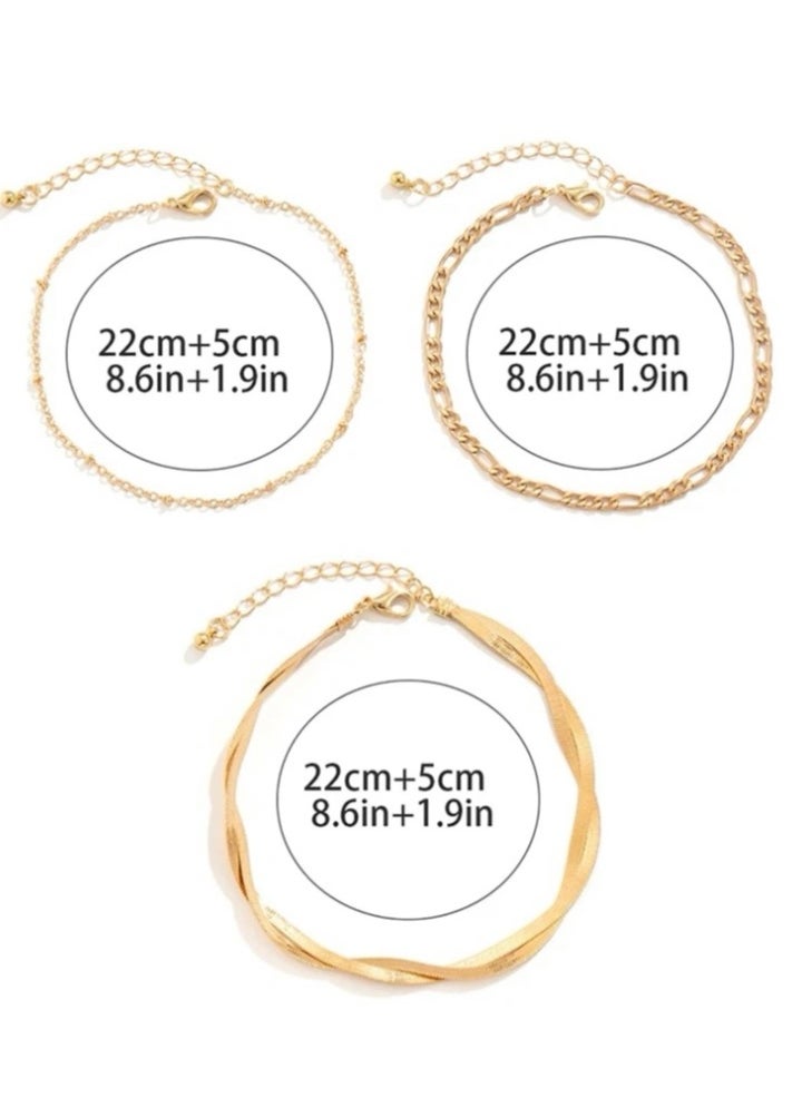 JewelryPalace - Gold Plated 3Pcs Anklet Set - Image 1