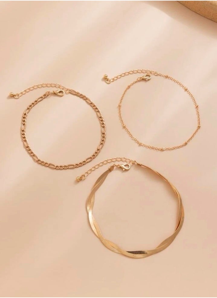 JewelryPalace - Gold Plated 3Pcs Anklet Set - Image 1