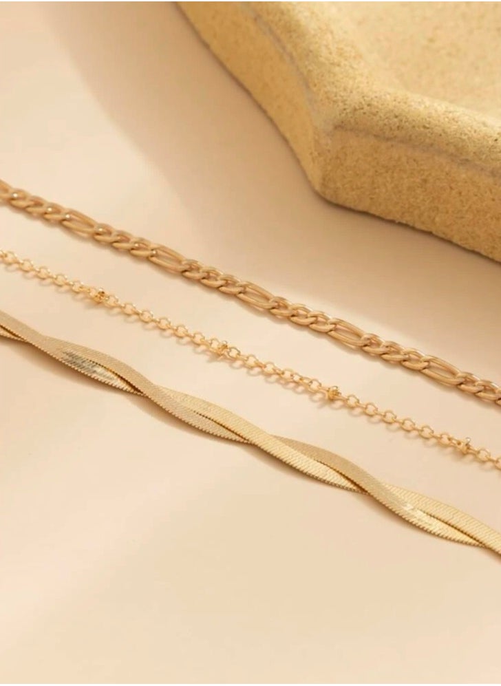 JewelryPalace - Gold Plated 3Pcs Anklet Set - Image 1