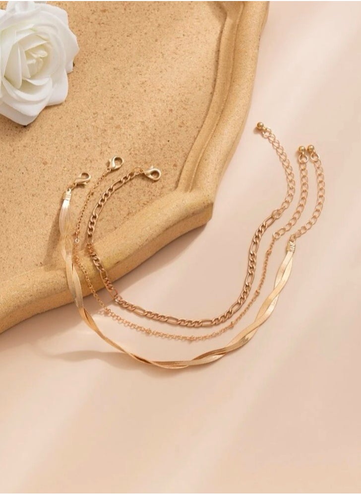 JewelryPalace - Gold Plated 3Pcs Anklet Set - Image 1