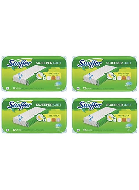 Sweeper Wet Mopping Pad Refills for Floor Mop Open Window Fresh Scent 12 Count  4 Pack