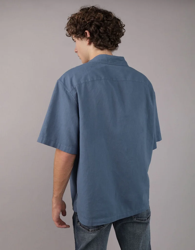 American Eagle AE Poolside Linen-Blend Button-Up Shirt